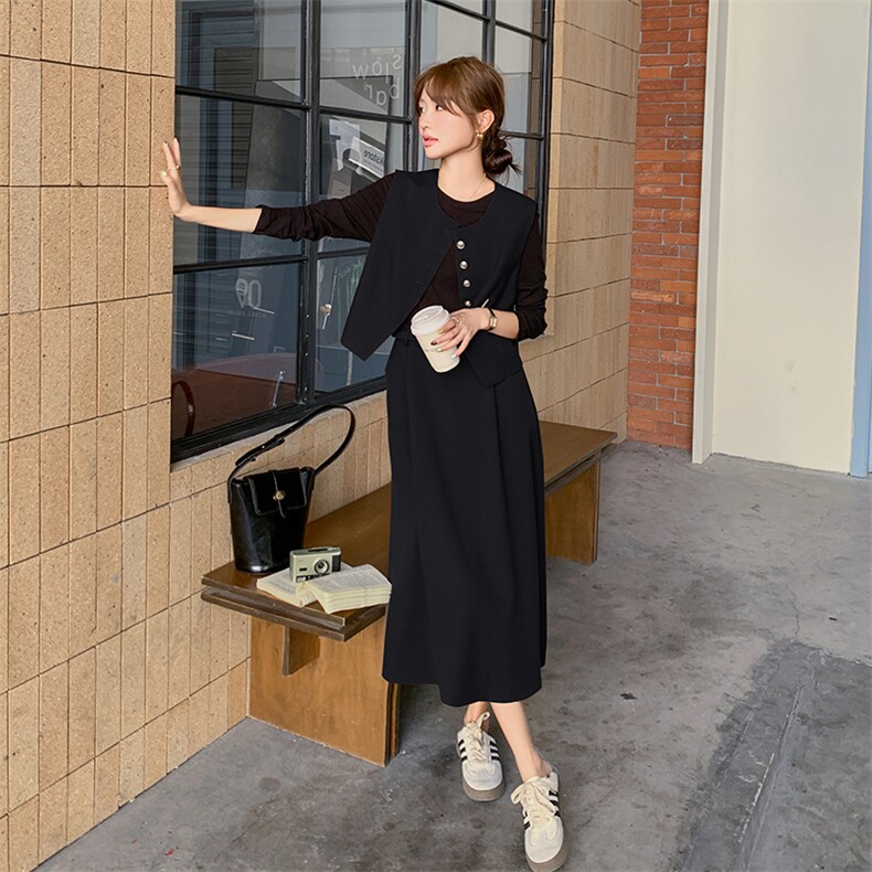 新款现货主推连衣裙马甲二件套9875-P155-K218,女装连衣裙,2C129