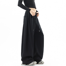 8XL-M灰色抽绳休闲裤男宽松阔腿裤卫裤设计感拖地裤男裤K9174P58，男装休闲裤，电商D206-1