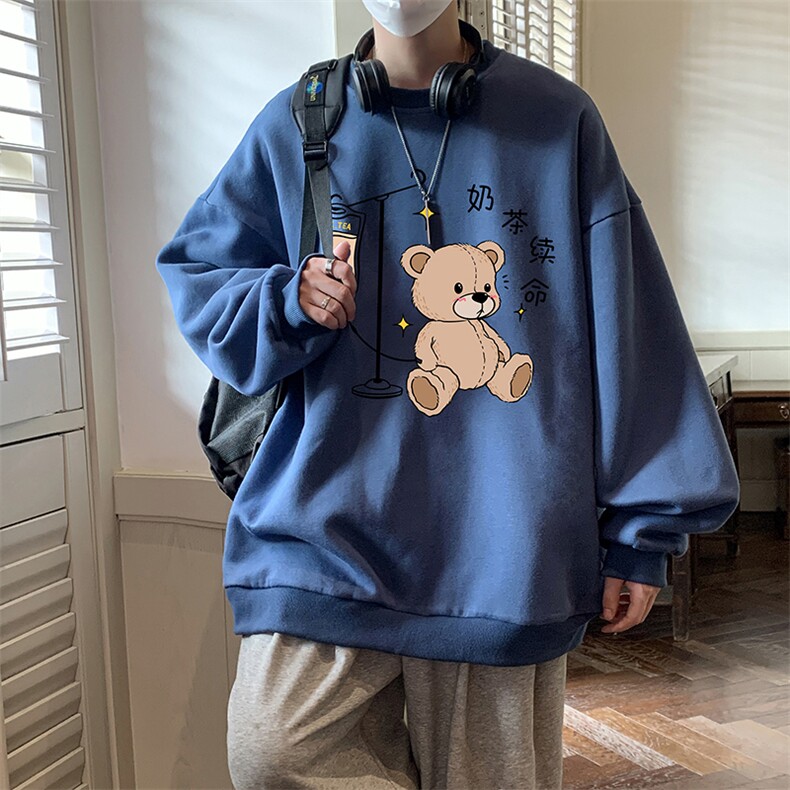 圆领卫衣男大码加厚加绒长袖t恤男S6194-P28加绒款-P33,男装卫衣,电商A040