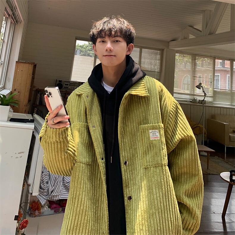 灯芯绒秋冬男式翻领夹克青年潮牌外套M17P85,男装夹克,电商A458A