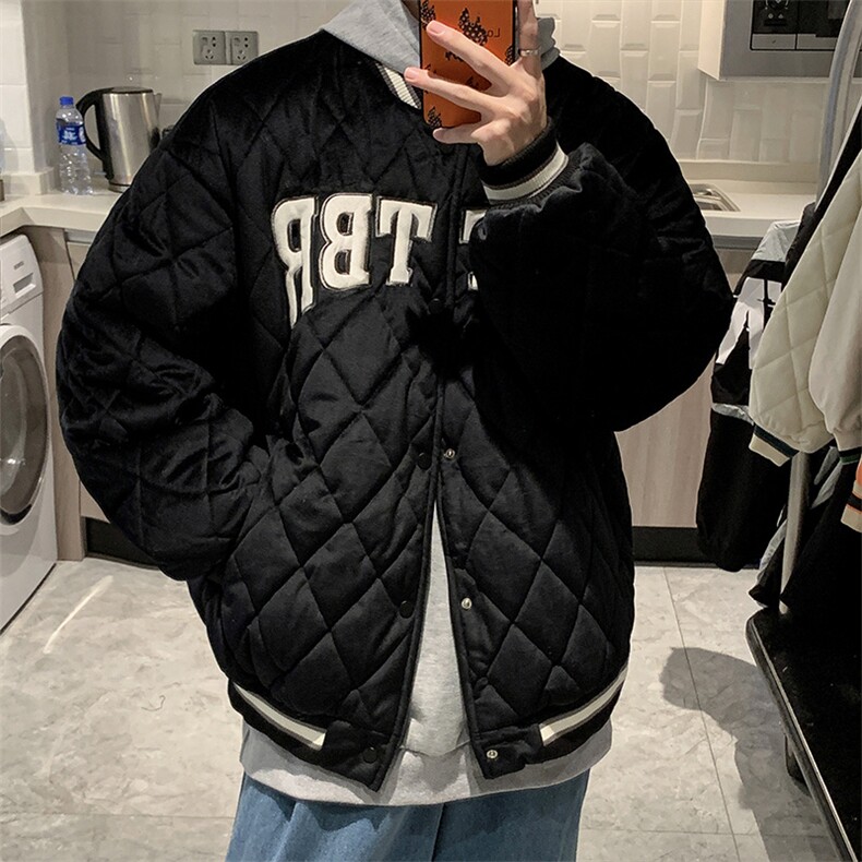 棒球服棉服男潮牌ins冬季加厚宽松日系棉衣男cityboy外套VY50-P75,男装棉衣,星座1008-1
