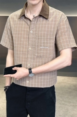 格子短袖衬衫男夏季2025新款痞帅高级感衬衣C317-C802-P50，男装衬衫，电商C317