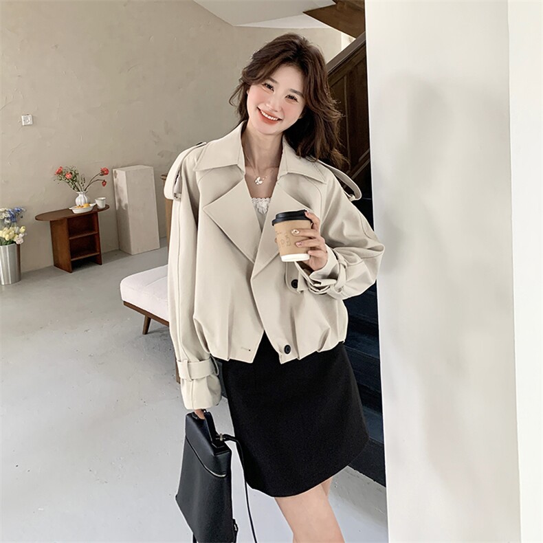 现货2025春季短款风衣2513P145控218,女装风衣,2C201