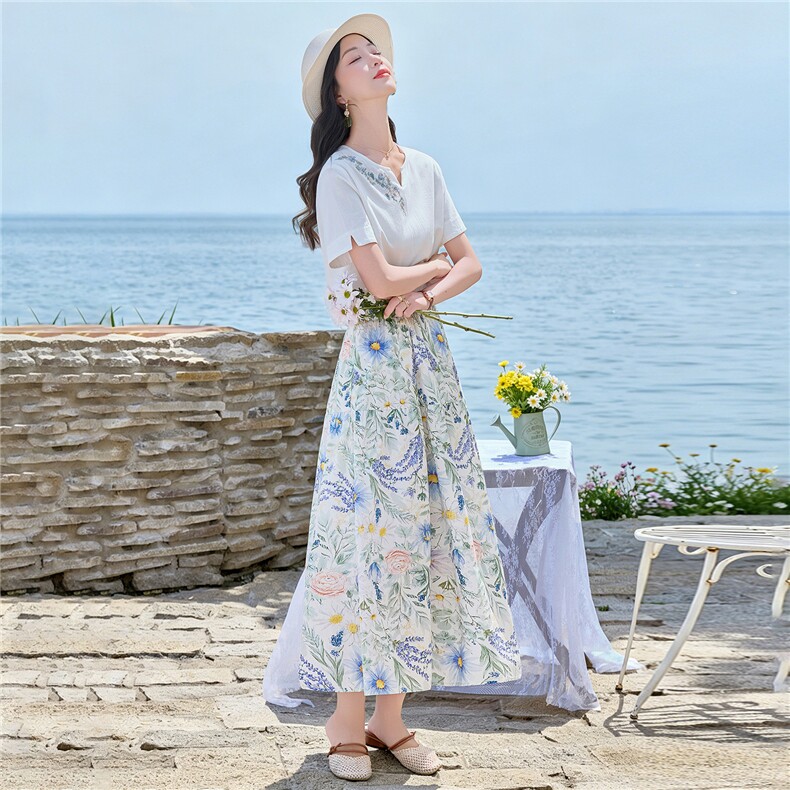 8363时尚刺绣上衣+印花半身裙套装（可分开购买）,女装套装/套裙,倪叶myz