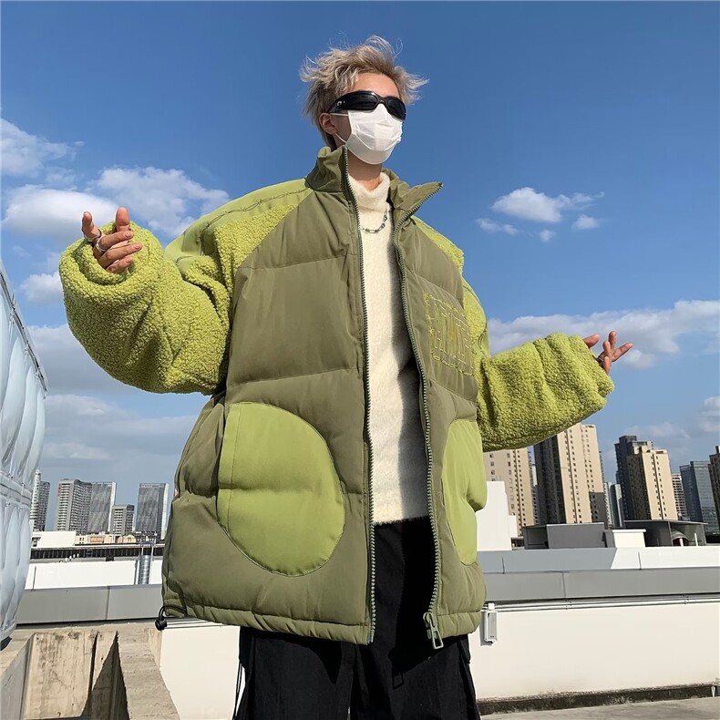 冬季新款羊羔毛拼接棉衣情侣潮牌加厚面包服-MY082,男装棉衣,星座1002-2