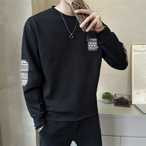 秋季新款卫衣男长袖圆领拼布卫衣 休闲百搭T恤打底衫W8885-P48图片