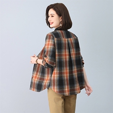 2025年春秋装新款潮格子衬衫宽松显瘦韩版气质百搭衬衣女减龄，女装衬衫，独衣靓