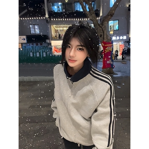 抖音得物高品质26春装美式高街重磅结构拼接织带立领卫衣外套CM42图片