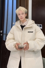 白色男士外套连帽宽松秋冬棉服面包服MY606P78直播，男装棉衣，星座1904A-1