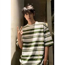 2026夏季新款时尚条纹哈苏线短袖T恤男DT6259-特P35建议零售价88，男装T恤，电商A001