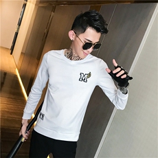 秋季新款男装长袖T恤精神小伙社会人绣标打底小衫C301B-CT01，男装T恤，电商C301B
