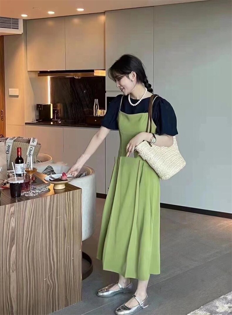 夏装两件套连衣裙，女装连衣裙，贻思茗