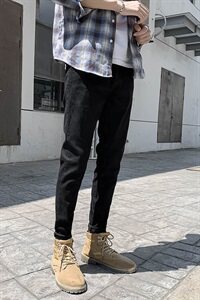 2021秋冬小脚牛仔裤男韩简约修身长裤社会小青年百搭潮A26图片