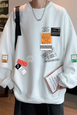 华夫格卫衣圆领卫衣男大码长袖t恤男外套HW76121-P30加绒款-P40，男装卫衣，电商A040