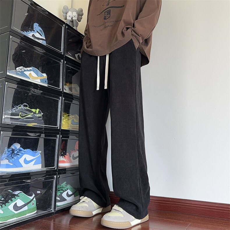 秋季纯色休闲裤男宽松拖地裤潮流灯芯绒直筒卫裤K9911-特P35控58,男装休闲裤,星座209-2