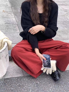 圆领毛衣女慵懒风气质百搭款休闲显瘦针织衫图片