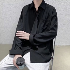 长袖衬衣外套男女潮牌上衣ins港风休闲春秋季衬衫C6121-p32配领带，男装衬衫，星座1008