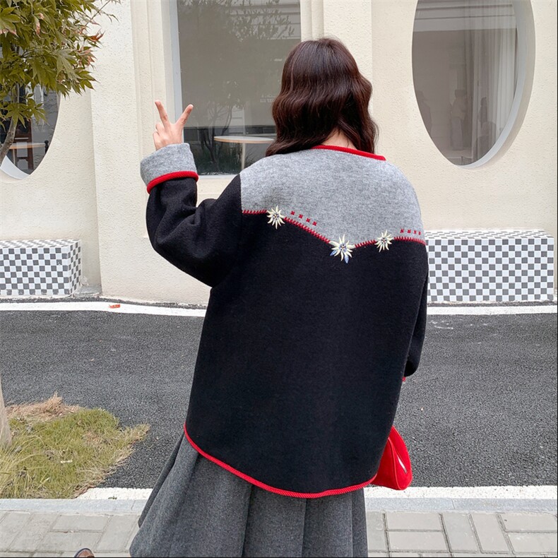 冬装复古刺绣内胆羽绒90绒毛呢外套2C050-1299-P285-K398,女装羽绒服,2C050