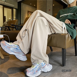港风秋季新款INS高级格子纹理宽松阔腿休闲裤B315-K23460-p55控68图片