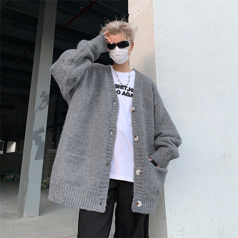 美式复古V领开衫毛衣宽松百搭针织衫男女情侣外套潮牌92211-p53,男装针织衫/毛衣,星座1008