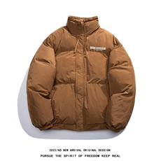 白鸭绒白底冬季潮流印花抽绳设计立领羽绒服YR214P195控258，男装羽绒服，电商A247-1