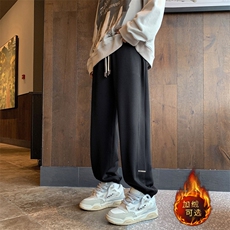 秋冬季垂感宽松阔腿裤直筒潮牌休闲长裤K923-特批-32加绒特批42，男装休闲裤，星座718-1