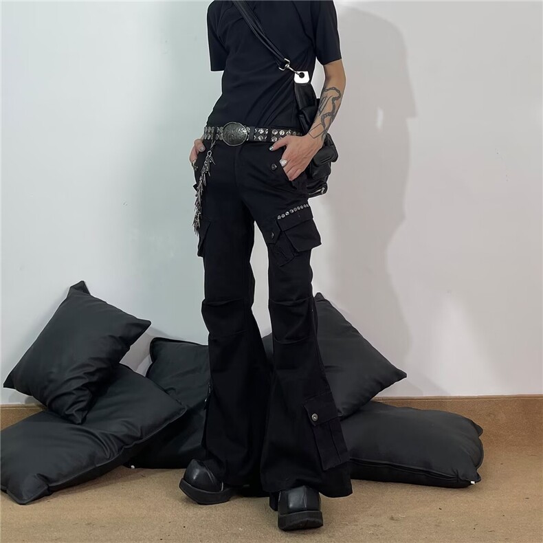 2026美式高街口袋褶皱微喇男女cleanfit宽松牛仔裤K71576-P58网图图片