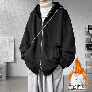 现货WY5528-P75特 大码中性超厚北极绒双拉链开衫外套图片
