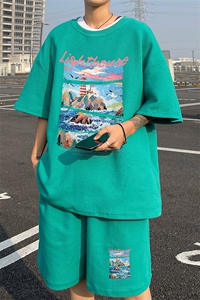 ！2025夏季新款男士华夫格短袖T恤套装百搭一套HTZ83P50图片