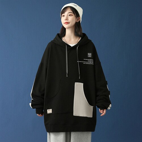 7XL-M大码慵懒风卫衣2023秋季新款中性风男女无性别连帽上衣控98图片