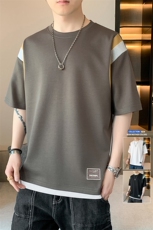 冰氧仿棉短袖店主风夏季休闲百搭撞色印花男上衣TC3157-P25控48，男装T恤，星座717