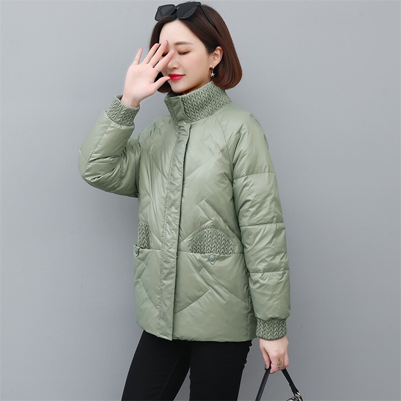 羽绒服女冬季2025新款中年妈妈时尚洋气轻薄保暖立领90白鸭绒外套，女装羽绒服，婷思杰（原婷想服饰）