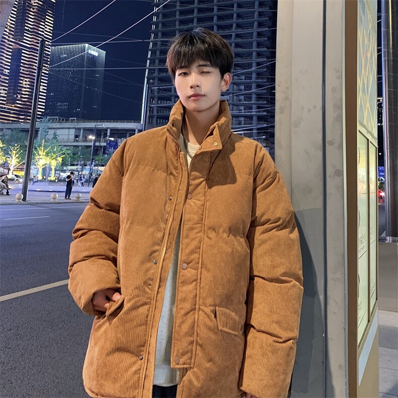 羽绒服男士冬季2024新款休闲潮牌加厚保暖灯芯绒外套男灯芯绒棉衣,男装棉衣,电商A409-1