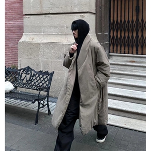 MH03-P145韩系慵懒风长款绒面棉服加厚保暖棉衣外套男