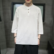 风春夏新款棉麻短袖t恤男宽松大码七分袖QT6008-1/T064/P45，男装T恤，电商A008