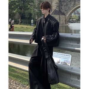 铆钉磨砂纹理皮衣日系文艺时尚慵懒潮流新款百搭简约气质 JS568图片