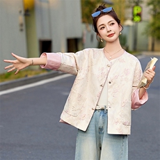 新中式国风提花刺绣短外套女2025春新款小香风独特漂亮高级感上衣，女装短外套，美沁