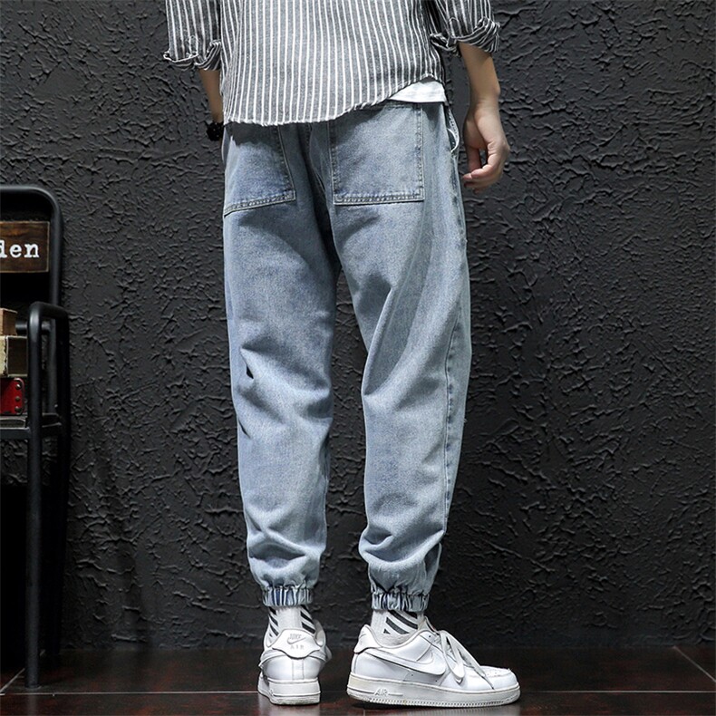 2021春季新日系大码男破铜印花束脚休闲九分牛仔裤N8106-P55,男装牛仔裤,电商A001