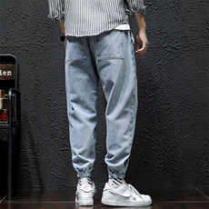 2021春季新日系大码男破铜印花束脚休闲九分牛仔裤N8106-P55，男装牛仔裤，电商A001