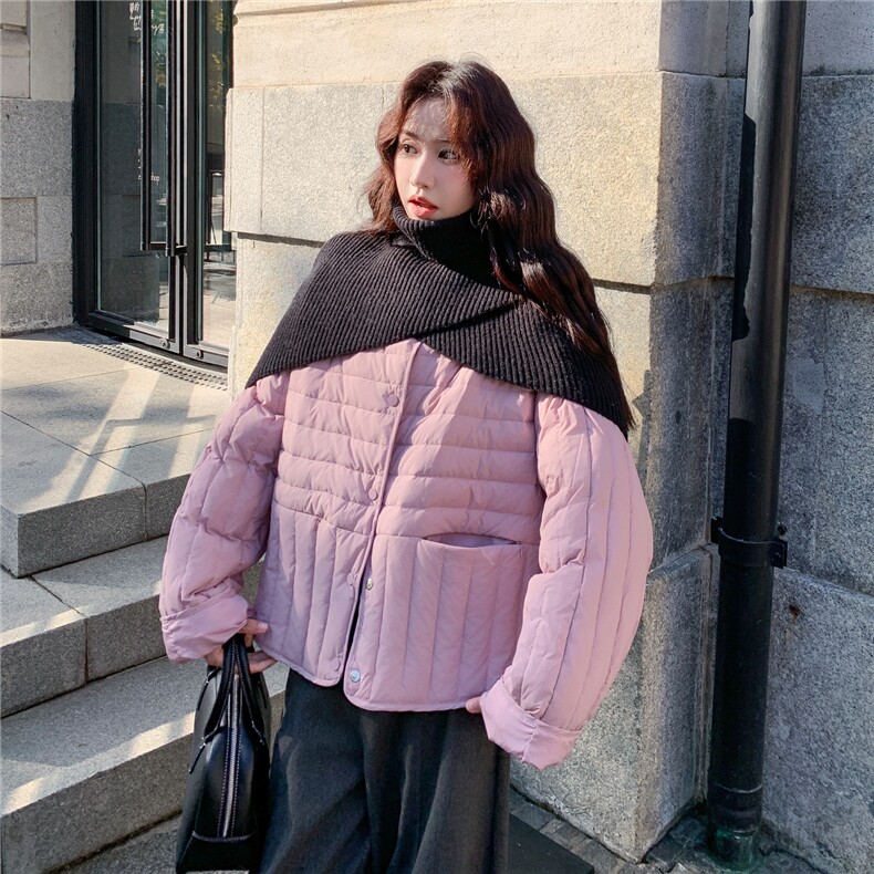新款配脖套两穿排骨羽绒服,女装羽绒服,2C012