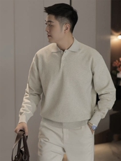 翻领polo长袖毛衣针织打底衫翻领套头H58019-P70，男装T恤，星座1012-1