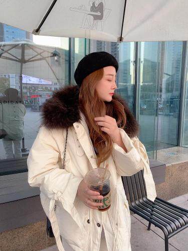 冬款雪山派克狐狸毛领兔毛外套，女装，青菜萝卜