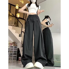 港风秋款男女西裤双层拼接情侣款直筒宽松休闲长裤h3100P45，男装西裤，星座1013-1