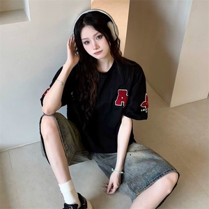 万针全刺绣工艺抖音得物高品质260克重磅纯棉双纱美式高街短袖T恤图片