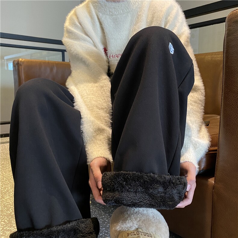 冬季新款加绒保暖潮流骰子刺绣宽松休闲卫裤B315-K873JR-p65控88,男装休闲裤,电商B315