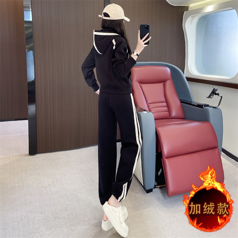时尚减龄拼接卫衣外套阔腿裤套装女秋冬新款休闲显瘦两件套,女装套装/套裙,江南