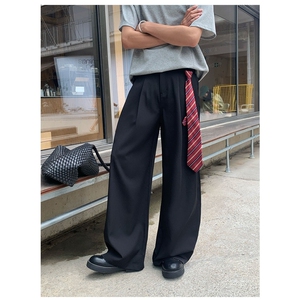 秋季基础款西裤男cleanfit直筒宽松西装裤子高街潮牌阔腿休闲长裤图片