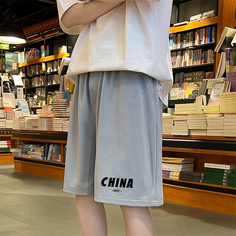MK37248-P15冰丝短裤男士大码宽松休闲五分裤男运动中裤港风,男装休闲裤,电商A040