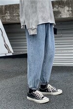 纯色束脚牛仔裤男九分裤韩版直筒坠感老爹裤INS牛仔裤潮男，男装牛仔裤，星座302B