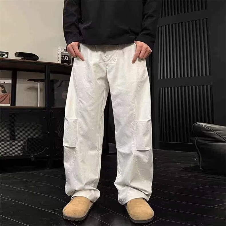 美式复古白色廓形香蕉弯刀裤男女cleanfit显瘦工装休闲L8777-p55,男装工装外套,星座1008